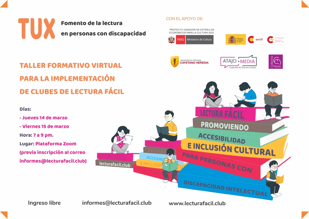 Afiche del taller de implementación de clubes de lectura fácil.